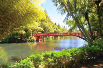 NZ126 Digital Painting of ‘Pukekura Park’ - New Plymouth - New Zealand